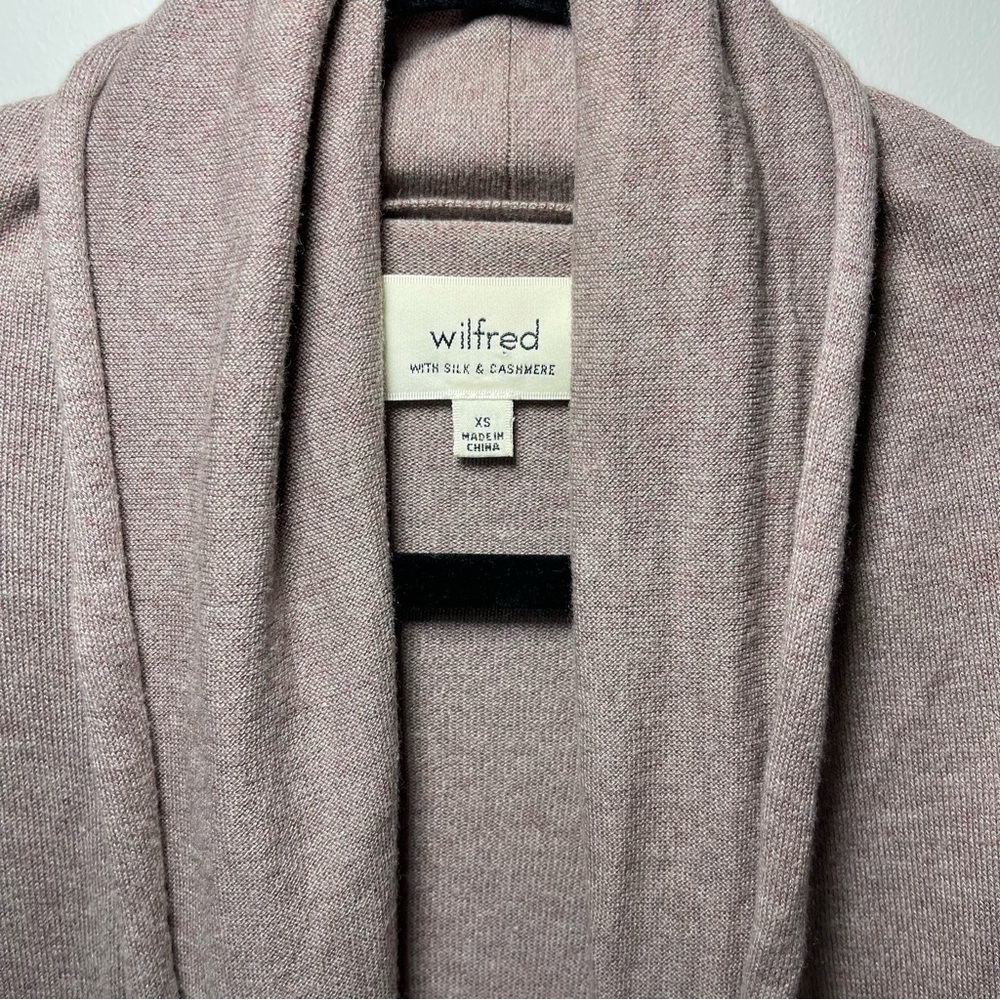 Aritzia Wilfred women’s taupe flaubert Silk and Cashmere blend open cardigan XS - Picture 3 of 7